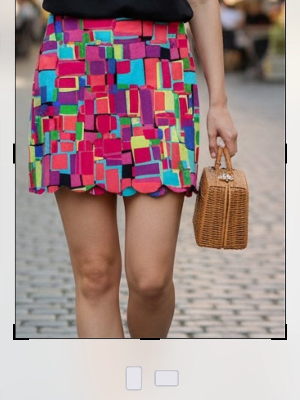Attyre Sporty Multicolor Geometric Scallop-Hem Mini Skirt Size 10